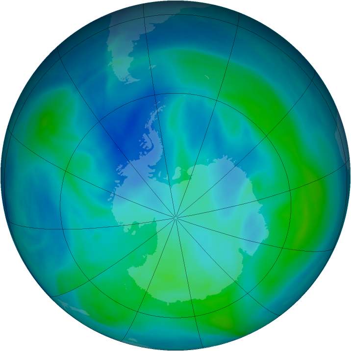 Antarctic ozone map for 22 February 2006